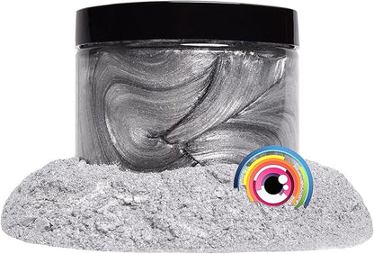 Eye Candy Pigments Premium Silver Mica Powder - Jungin Silver (50gr) - for Epoxy, Resin, Soap, Paint, Woodworking, Acrylic Pouring, Bath Bombs, Fishing Lures - DIY Arts and Crafts Additive