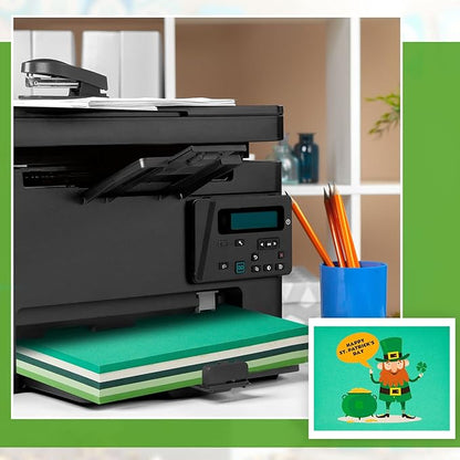 Sinmoe 100 Sheets 5 Shades Cardstock Paper 8.5 x 11 Inches 180gsm Solid Core Printer Paper for Scrapbooking DIY Arts Crafts Making Office Home Supplies(Green Series)