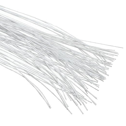 PATIKIL 28 Gauge 16" Floral Stem Wire, 100 Pcs Paper Wrapped Iron Artificial Flower Stem Accessories for DIY Bouquet Stem and Craft Decoration, White