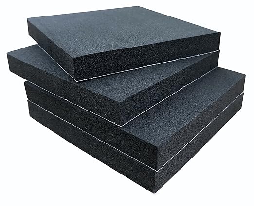 4 Pcs Foam Padding Sheet with Adhesive, Neoprene Rubber Adhesive Pads Closed Cell Foam Sheet for Insulation Soundproofing Anti-Slip Black (6" x 6" x 1/2", 4 Pcs)