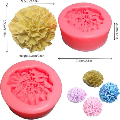 Soap Molds Carnations Flower, 3D Flowers Silicone Handmade DIY Candy Melt Mold, Chocolate Cookie Making Tools, Christmas Cake Candles Mould, Christmas Party Decoration for Oven Cupcake