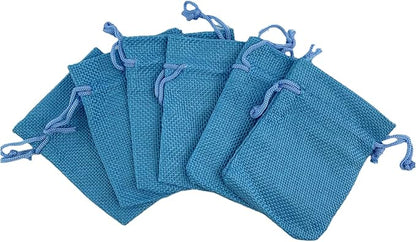 Palmhomee Pack Of 25 Burlap Gift Bags with Drawstring Linen Jewelry Pouches Wedding Hessian Jute Bags for Birthday Jewelry and Treat Pouches Party Wedding Favors Gift Art and DIY Craft   (3.6x4.8 Inch, Ocean Blue)