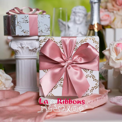 LaRibbons 1 1/2 Inch 50 Yard Double Faced Satin Ribbon,Dust Pink Satin Craft Fabric Ribbon for Gift Wrapping Floral Bouquets Wedding Party Decoration