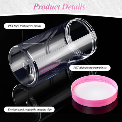 SATINIOR 12 Pack 32 oz Plastic Container Jars with Lids Round Clear Travel Cosmetic Container Slime Jars for Toiletries, Lotion, Cream, Ointments, Makeup, Rhinestone, Samples, Kitchen Storage(Pink)