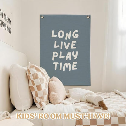 Playroom Wall Decor,Navy Blue Play Room Canvas Banner,Kids Boy Decor Hanging Banner for Nursery,Toddler,Playroom18x25 Inch