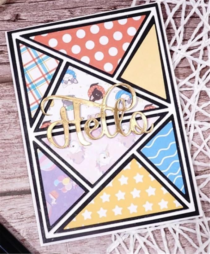 Mvchifay Cutting Dies for Card Making Metal Die-Cuts Scrapbooking Tool Hollow Frame DIY Craft Punch Template Embossing for Paper Album Decor (Big Triangle Rectangle frame-10.1x14cm)