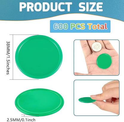 Coopay 1 1/2 Inches Plastic Poker Chips Learning Counters Disks Bingo Chip Counting Discs Markers for Math Practice and Poker Card Game Tokens, Teaching Rewards, 200 Pieces (Green)