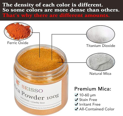 Gold Mica Powder for Epoxy Resin 3.5 oz /100g Powdered Pigment for Soap Colorant Bath Bomb Dye, Cosmetic Grade for Lip Gloss, Acrylic Nails Polish, Craft Projects