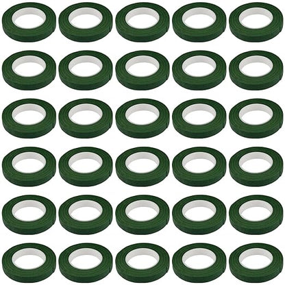 KEILEOHO 30 Rolls 29.5 Yard Floral Tape, 1/2 inch Wide Dark Green Flower Stem Tape, Florist Tapes for Floral Bouquet Making and DIY Crafts