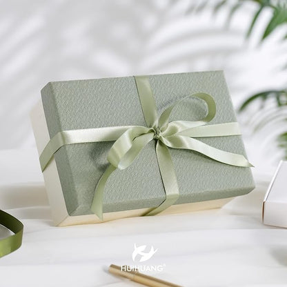 HUIHUANG Sage Green Double Faced Satin Ribbon 1/2 inch X 50 Yards Continuous, Dusty Sage Satin Ribbon for Gift Wrapping, Bows, DIY Crafts, Flower Bouquet, Bridal Shower Wedding Decor