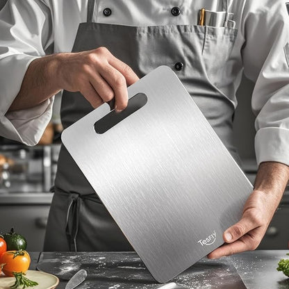 New Titanium Cutting Board -100% Pure Titanium Cutting Boards For Kitche,Easy to clean, Double-sided food-grade Cutting Board For Meats, Fruits And Vegetables (15 * 11)