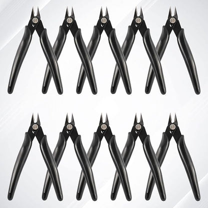 YaeCCC 10 Pack Wire Cutters Black Diagonal Cutting Pliers for Electronic, Model, Jewelry Making, 170 Flush Cutter 5 inch