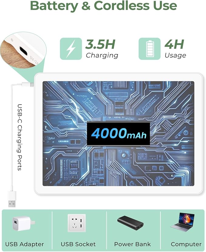 A3 Light Pad for Diamond Painting,Bawaslom Cordless Light Box for Tracing and Drawing with 3 Colors & 6-Level Brightness,Rechargeable LED Drawing Pad for Tracing,Diamond Art,Vinyl Weeding,Sketching
