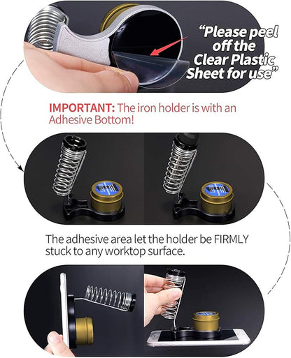 YIHUA 947-III 60W Soldering Iron Kit Adjustable Temperature with Sticky Holder, Tip Cleaner, Cleaning Sponge Power Switch, Operation Indicator, Portable Soldering Kit
