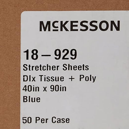 McKesson Drape Sheets [50 Count] Disposable Stretcher Sheet for Bed, Massage, Exam, Medical, Tissue/Poly, Latex-Free, 40 x 90 in, Blue