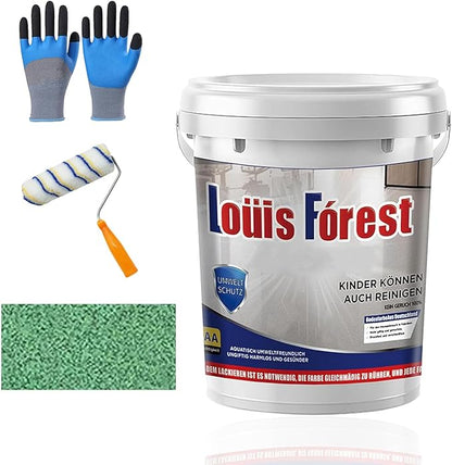 Louis Forest Epoxy Floor Paint, High-Gloss Marble Effect Coating, Epoxy Colored Sand Floor Paint, Wear-Resistant and Non-Slip for Indoor Outdoor (0.5KG-Green)
