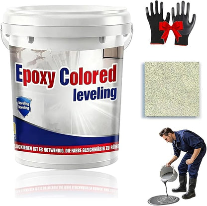 Epoxy Floor Paint, Epoxy Colored Sand Floor Paint, High-Gloss Marble Effect Self-Leveling Coating, Waterproof, Non-Slip, Ultra-Durable for Garage, Basement, Wood Floors (Beige,11 lb)