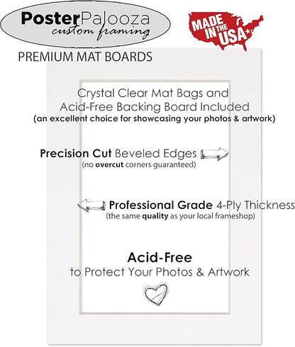 8x10 Mat Bevel Cut for 6x8 Photos - Acid Free Cardinal Red Precut Matboard With Backing Board and Crystal Clear, Self Seal Photo Mat Bag - For Pictures, Photos, Framing - 4-ply Thickness