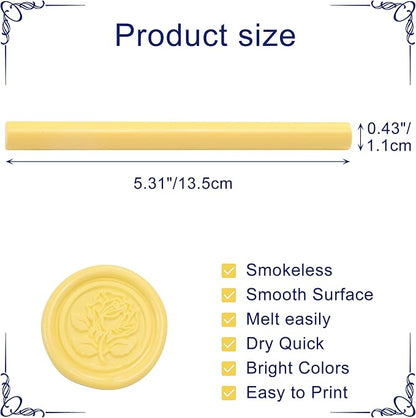 Yoption 15 Pieces Light Yellow Glue Gun Sealing Wax Sticks for Wax Seal Stamp, Great for Wedding Invitations, Envelopes, Cards, Christmas Gift Ideas, Wine Packages (Light Yellow)