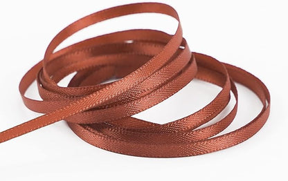 HUIHUANG Solid Color Satin Ribbon 1/8 inch x 100 Yards Roll Double Face Satin Ribbon for Crafts (Rust)