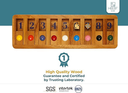 BSIRI Shut The Box Board Games with Math Kids Player Wooden Box of Brain Teaser Puzzles for Family Educational and Get Fun on Game to Teach Kids to Count on Math