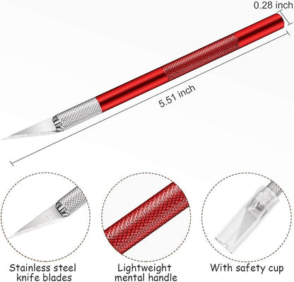 15 Pack Exacto Knife Set, Hobby Knife, Back to School Supplies Craft Knifes Kit for Art, Carving, DIY, Scrapbooking, Art, Cutting, Stencil(Red)