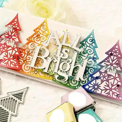 Metal Cutting Dies DIY Merry Christams Embossing Stencil Template Scrapbooking Card Making Mold Photo Album Arts Crafts Tools (Christmas Tree Set-14.3x9.1cm)
