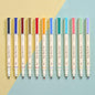 WRITECH Arts Sign Brush Pen Brush Tip Marker Felt Tip Water Based Ink Color Pens 12 Assorted Pastel Colors Great for Lettering, Journaling, Calligraphy (Natural)