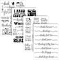 Whaline 4 Sheets Reading Words Clear Stamps Greeting Words Bookcase Bookshelf Silicone Transparent Stamps for DIY Craft Card Making Scrapbooking Embossing Album Decor