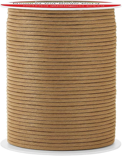 Mandala Crafts 2mm 109 Yards Tan Cotton Waxed Cord for Jewelry Making Bracelet Cord Waxed String - Beading String Thread Jewelry Cords for Necklaces String
