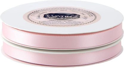 VATIN 3/8 inches Double Faced Light Pink/Baby Pink Polyester Satin Ribbon - 50 Yards for Gift Wrapping Ornaments Party Favor Braids Baby Shower Decoration Floral Arrangement Craft Supplies