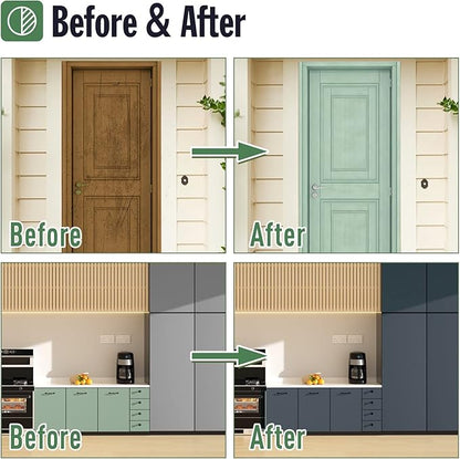 DWIL Matte Finish Furniture Paint - 64 Oz Wood Paint for Cabinets, Doors, Tables, and Dressers Refinishing - Water-Based, Non-Toxic & Odorless, Easy to Apply(Anthracite Gray)-With Tools