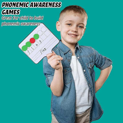 Seajan 18 Pcs Magnetic Paddle Set Education Dry Erase Double Side Handheld Answer Board with Magnetic Counters Discs Phonemic Awareness Phonics Games Toy for Students Kids Teaching Supply (Bright)