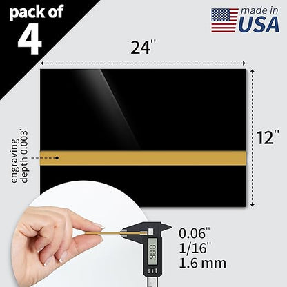 Trotec TroLase | 12"x24"x1/16", 4 Pcs | Gloss Black/White | 2 Ply | Modified Acrylic | Laser Engraving Double Color Plastic Sheet | Engraving Blanks for Laser, Saw, Guillotine | Made in USA