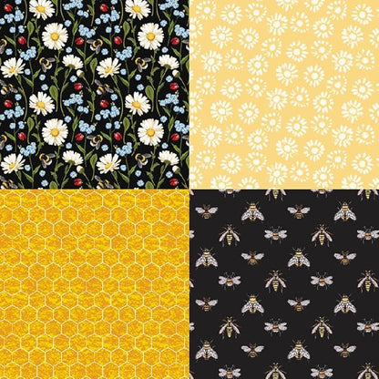 Honey Bee Pattern Paper Pack Yellow Black And Gray 24 Sheets Decorative Scrapbooking Paper Pad 6x6 Floral Craft Paper Single-Side Card Making Supplies for Junk Journal, Origami, Holiday Journaling