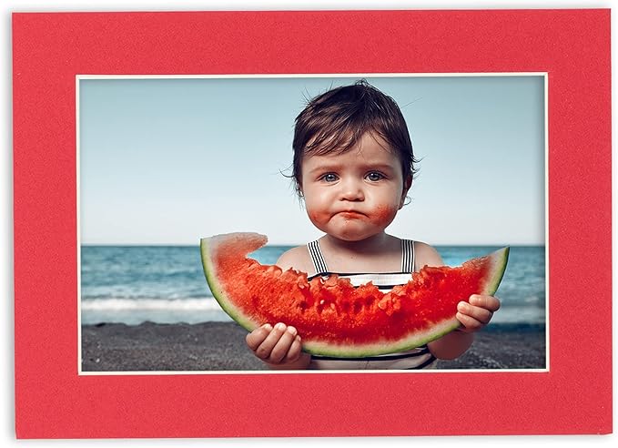 8.5x11 Mat Bevel Cut for 7x9 Photos - Acid Free Cardinal Red Precut Matboard With Backing Board and Crystal Clear, Self Seal Photo Mat Bag - For Pictures, Photos, Framing - 4-ply Thickness