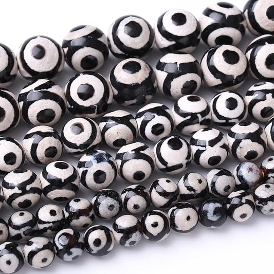 45PCS 8MM Natural Tibetan Stone Beads Round Loose Stone Beads for Jewelry Making DIY Energy Stone Healing Power Bracelet 15"