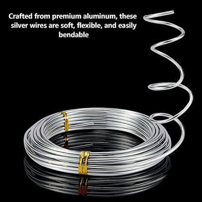 4 Pcs Aluminum Craft Wires, 3mm*10m, 2mm*5m, 1.5mm*5m, 1mm*5m, Bendable Craft Wire for Sculpting Armature DIY Jewelry Making (Silver)