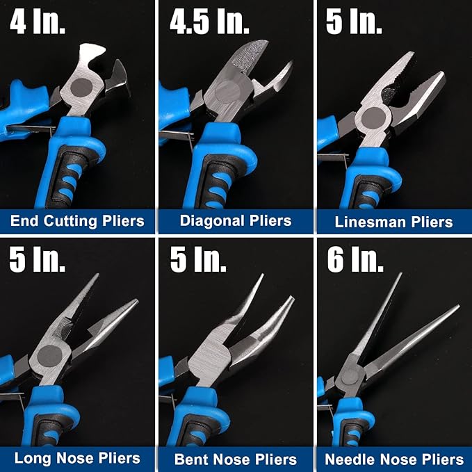COMOWARE 6-Piece Mini Pliers Set, Multi-Function Precision Tools with Needle, Bent & Cutting Tips for Electronics, DIY & Crafting