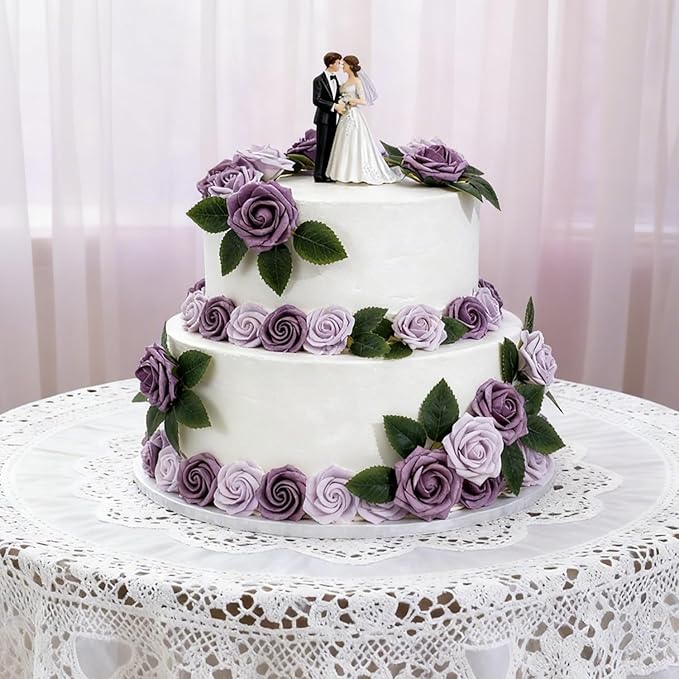 Artificial Flowers Foam Fake Roses 25pcs Series Purple Colors Roses with Stems for Home Decor DIY Wedding Bouquets Party Bridal Shower Centerpieces Faux Flower Arrangements Tables Decorations