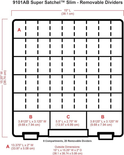 ArtBin 9101AB Super Satchel Slim with Removable Dividers, Art & Craft Organizer, [1] Plastic Storage Case, Clear, Divided Compartments