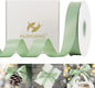 HUIHUANG Sage Satin Ribbon - 1 inch Light Sage Green Double Face Silk Satin Ribbon for Wedding Decor, Crafts, Gift Wrapping, Bows, Bridal, Floral, Bouquet, Invitation Card, Baby Shower, Party