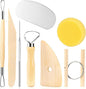 8 Pieces Wooden Pottery Sculpting Clay Cleaning Tool Set, Includes Clay Cutting, Modeling, Trimming Tools, for Beginner Level Pottery and Smoothing, Cleaning, Carving, Shaping and Sculpting