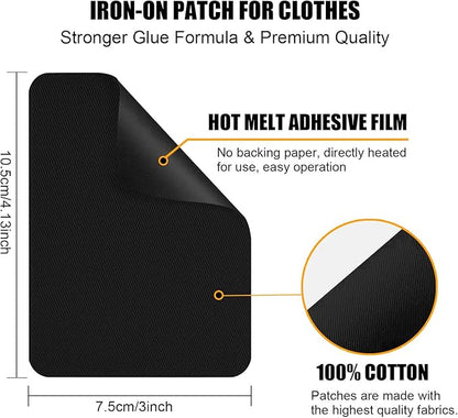 MOONSJONES Iron on Patches for Fabric Clothes, Iron-on Patch Repairing Inside & Outside Holes for Jeans, Backpacks, Down Jackets, Hat, Pants, Sweaters (7.5 cm x 10.5 cm) - 12Pcs