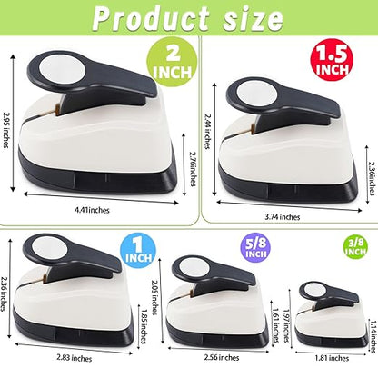 5 Circle Hole Punch, Circle Paper Punch, CirclePunches for Paper Crafts, Large Hole Puncher, Different Size of Scrapbooking Punches, Round Punch Shape for Scrapbook Card Making