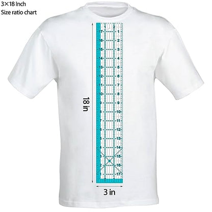 Acrylic Ruler 7 Piece Set, Non Slip Rings 50 Pieces, Quilting Rulers, Size (6"x24"), (2"x24"), (3"x18"), (3"x8"), (1.5"x12"), (1"x12"), (1"x6") (Blue-7 Piece Set)