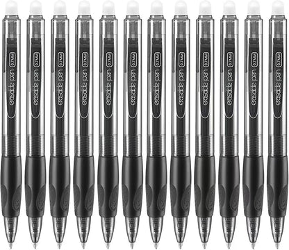 Aozora Erasable Pens Click Fine Point 0.7 mm Retractable Erasable Gel Pens for Completing Sudoku and Crossword Puzzles 12 Pack (Black)