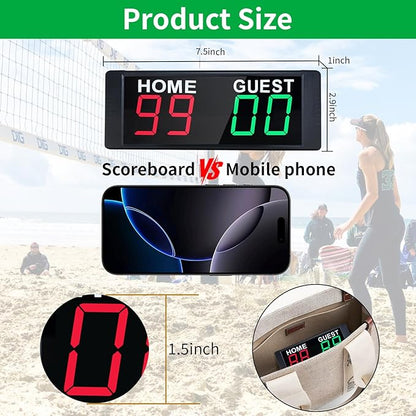 YZ Magnetic Battery Powered Cornhole Scoreboard,Portable Digital Scoreboard with Remote,Ping Pong Score Keeper with Buzzer,LED Electronic Scoreboard for Basketball/Baseball/Volleyball/Billiard Games