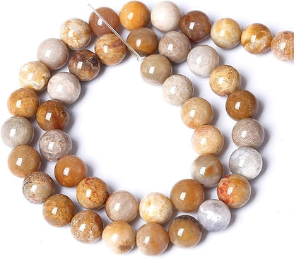 45pcs 8mm Natural Coral Jade Chrysanthemum Stone Beads Round Loose Beads for Jewelry Making,DIY Bracelet Necklace
