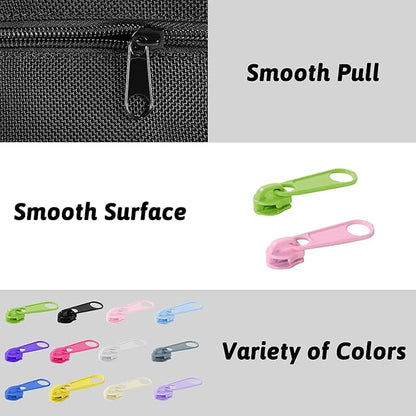DOITEM 96Pcs Zipper Repair Kit - 3# Zipper Pull Rescue Kit (12 Colors) for Clothing Jackets, Purses, Luggage, Backpacks